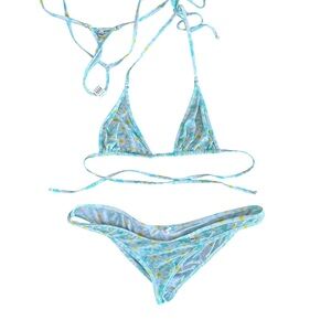 Wicked Weasel Blue and White Daisy Bikini Set